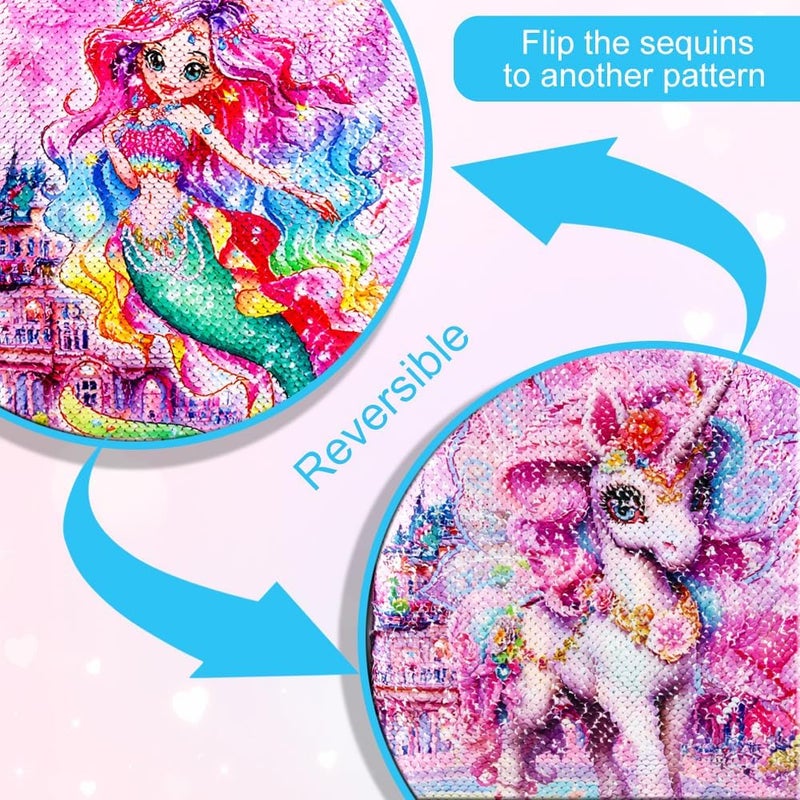 HPJGD Girls Suitcase, Kids Sequins Rolling Luggage, Cute Mermaid Travel Carry on for Elementary Preschool Toddler - Image 2